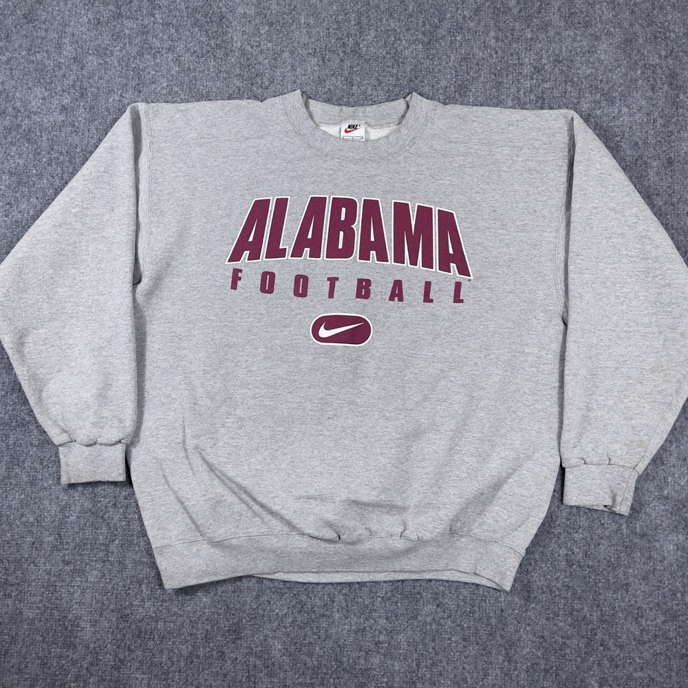 Vintage Nike Alabama Football Sweatshirt Mens Large Grey Made in USA Swoosh